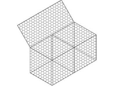 A drawing of Galfan gabion box on the white background.