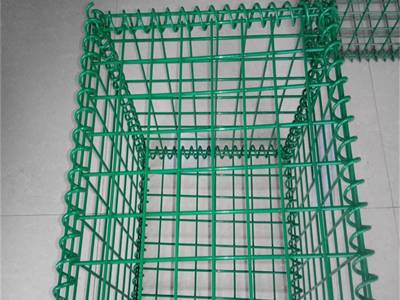 A PVC coating welded gabion box on the ground.